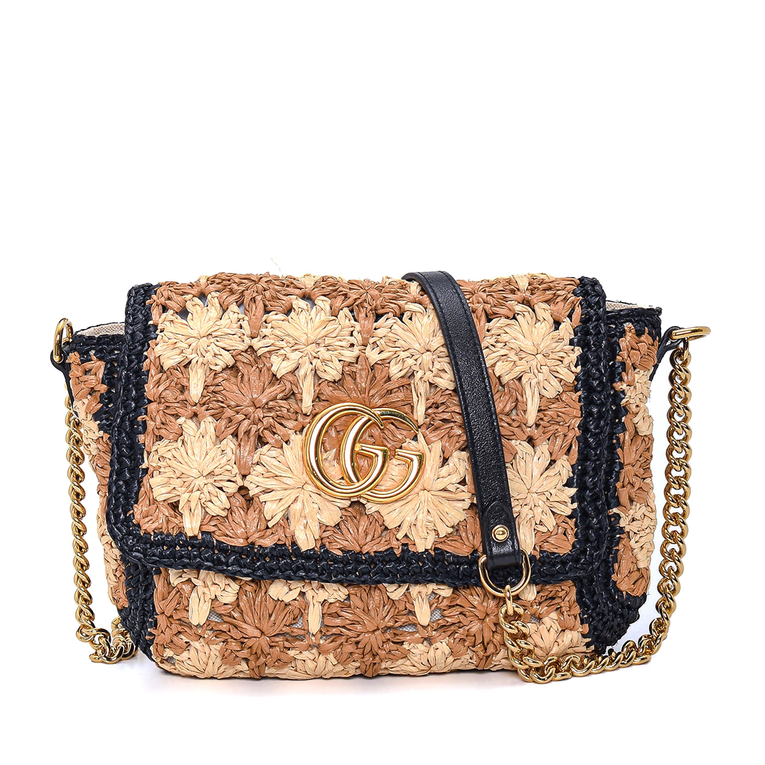 Gucci - Beige Wicker GG Flap Shoulder Bag